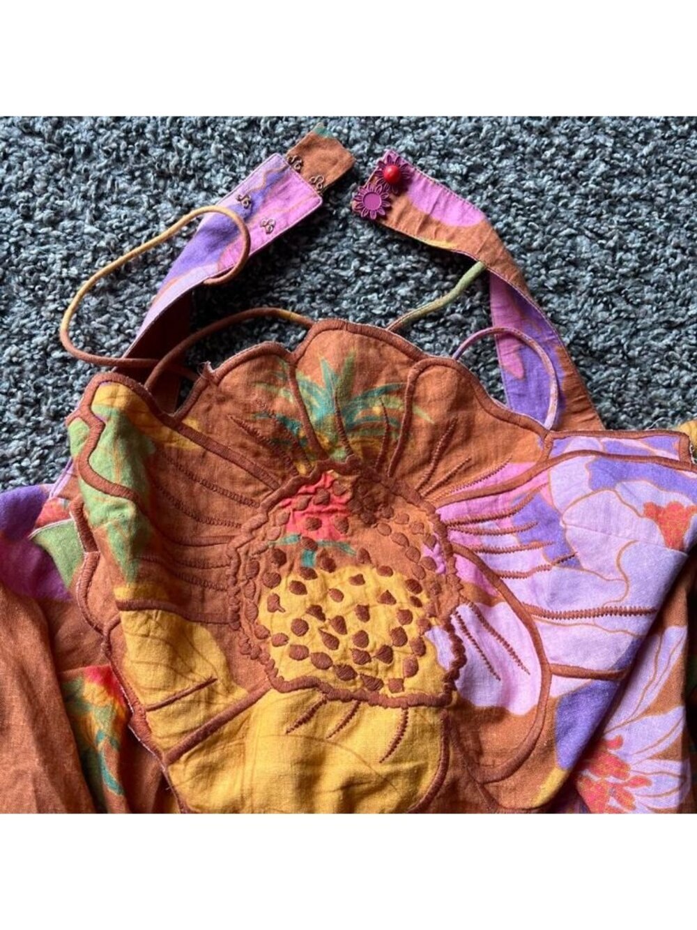 NWT Farm Rio Orange Large Maxi Dress Flower Cutout Vacation Tropical Floral Vaca - Picture 5 of 8